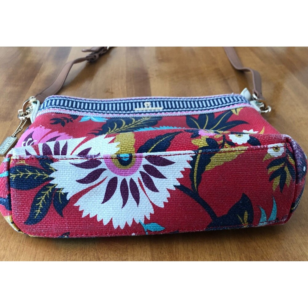 Spartina 449 Red Floral Crossbody Bag with Blue and Pink Accents - Picture 7 of 12